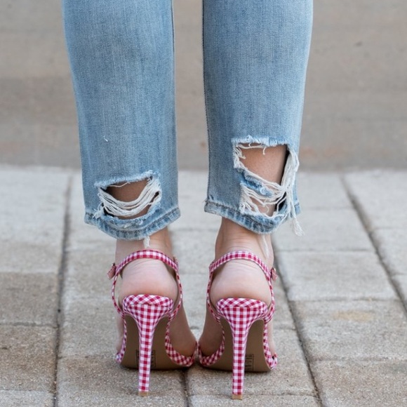 Southern Belle Gingham Ankle Strap Heeled Sandal - Picture 2 of 6